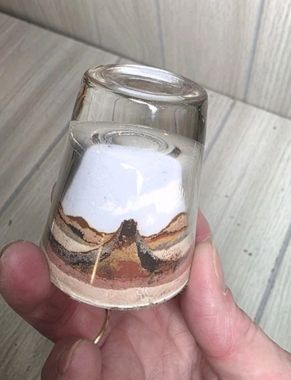 Vintage Sand Art Painted Desert Shot Glass Paperweight Southwestern